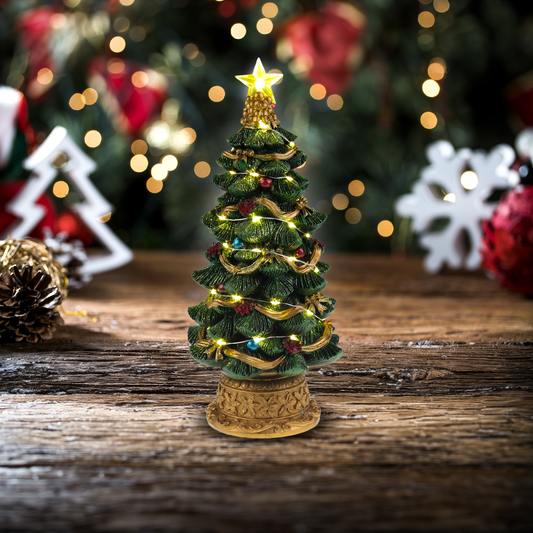 LED-verlichte kerstboom - Kerstdorpscène