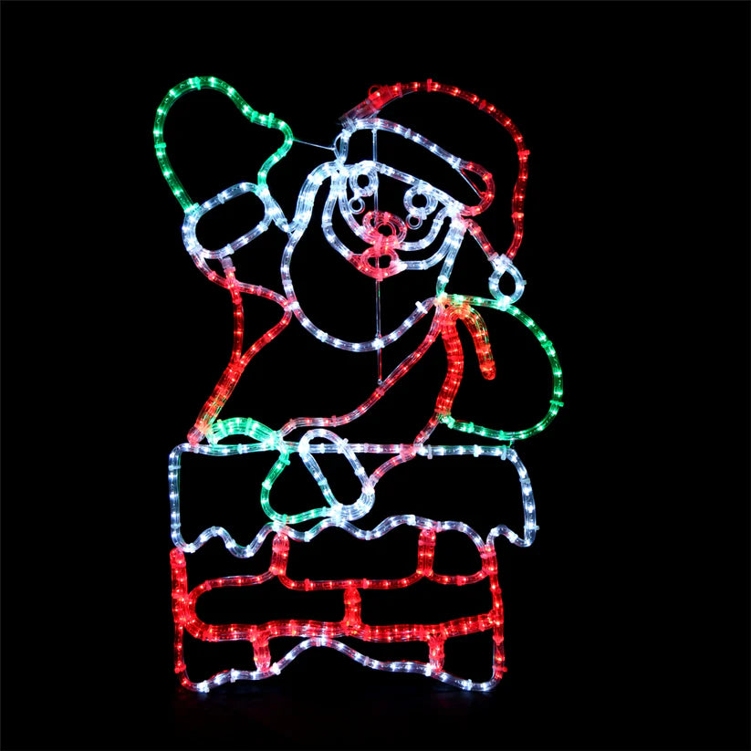LED -figuur - Santa Claus in de schoorsteen - 55x85cm