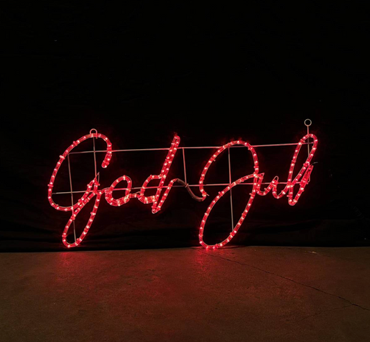 LED-bord "God Jul" - Rood in 100x48 cm 5% Autoflash
