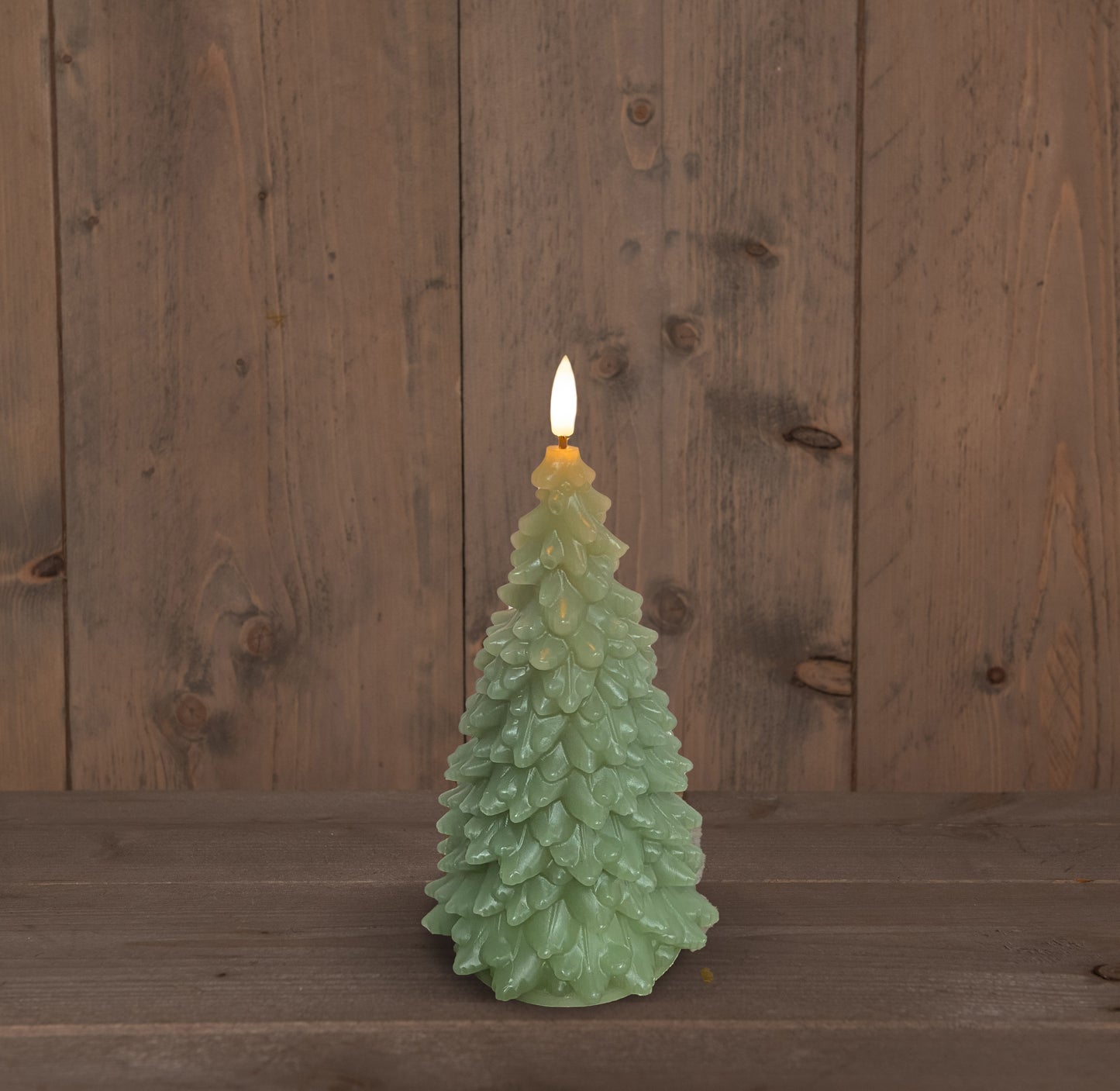 3D vlamloze LED WICK JADEGROEN Kerstboomkaars - 20 cm