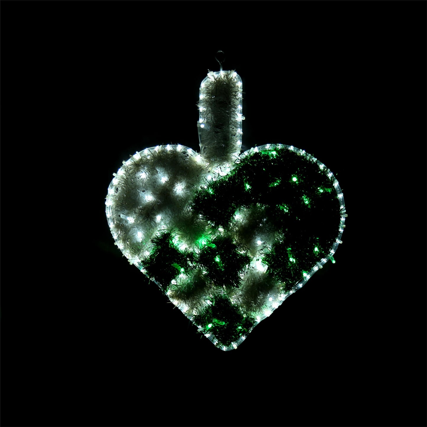 Green and white 2D LED heart for Christmas