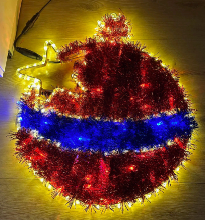 Kerstversiering LED-licht - Rood en Warm wit - 60x55cm