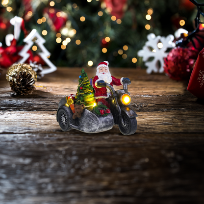 Kerstman op motorfiets met zijspan - Kerstdorp