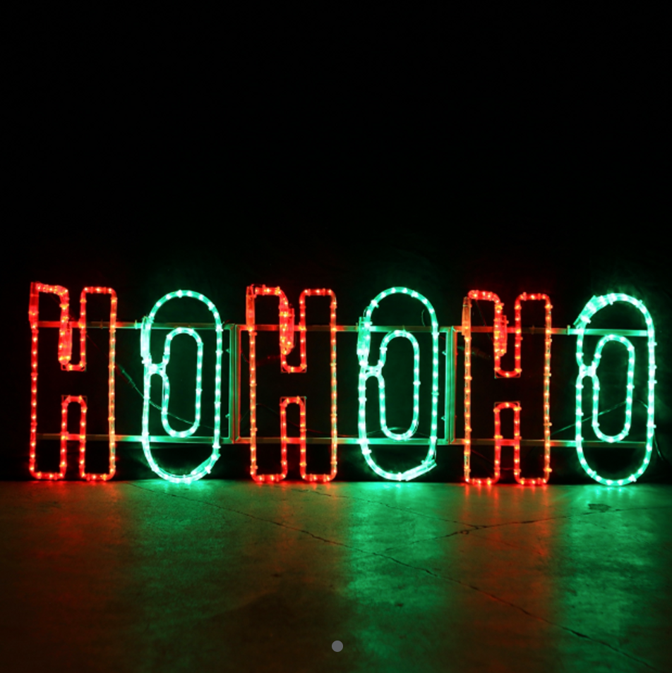 HO HO HO LED-kerstbord - 150x38 rood en groen