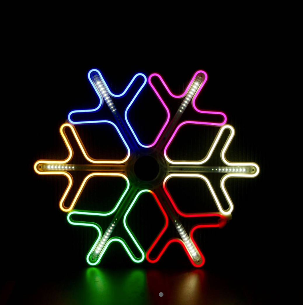 Neon Sneeuwvlok 60x60 cm veelkleurig kerstlicht